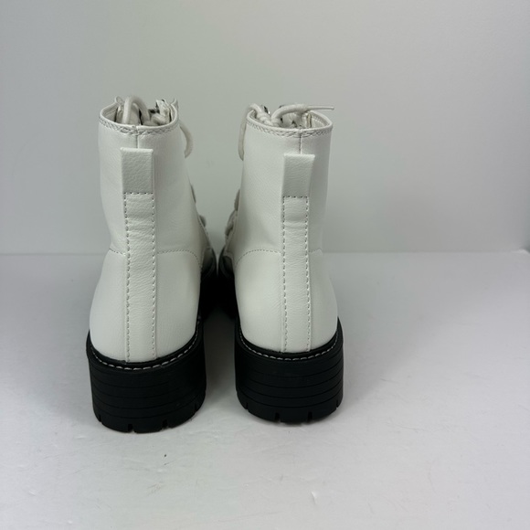 Women’s Sugar White Round Tow Block Combat Boots Size 8.5 - Picture 4 of 8